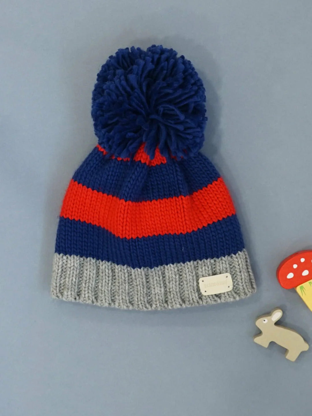 Grey and Navy Bobble Hat