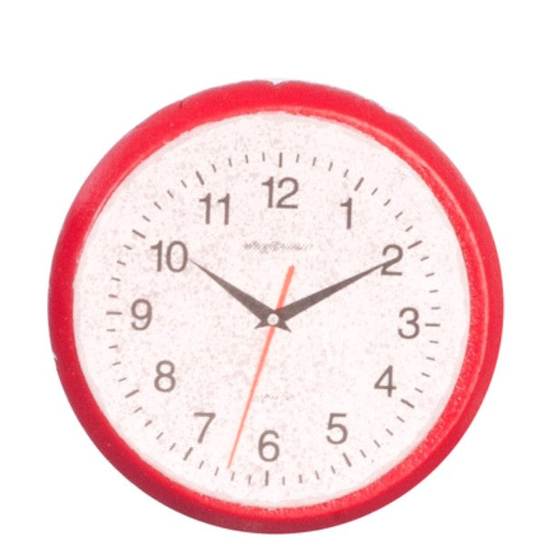 Red Dollhouse Miniature Wall Clock