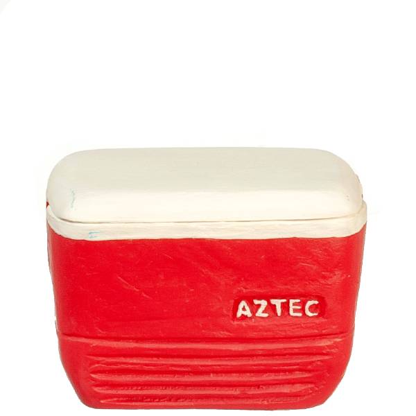 Red Dollhouse Miniature Mini Cooler with Lid