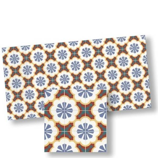 Blue, Yellow & Red Dollhouse Floor Tile