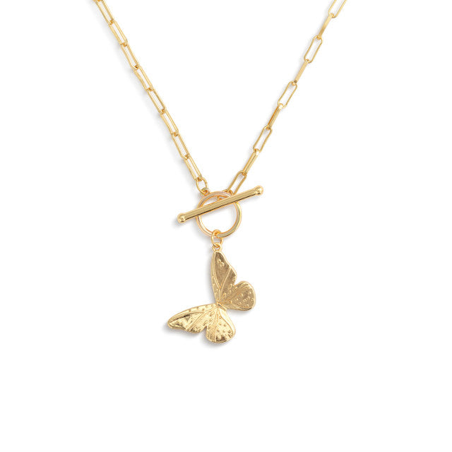 Elisabeth Hays Gold Butterfly Toggle Necklace
