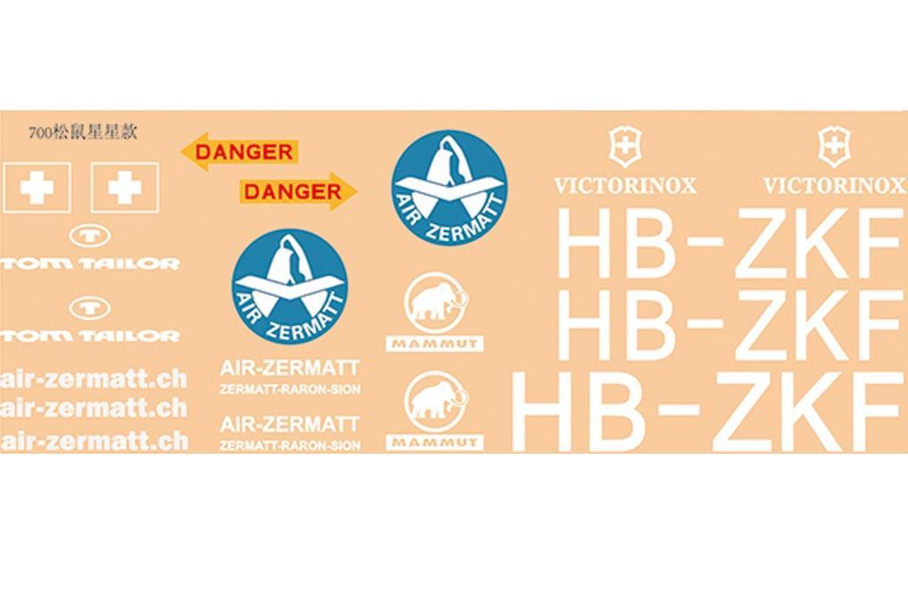 Roban 700 Size AS350 Air Zermatt Decal Set