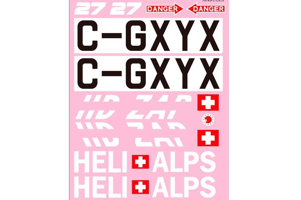 Roban 700 Size B429 Heli Alps Decal Set