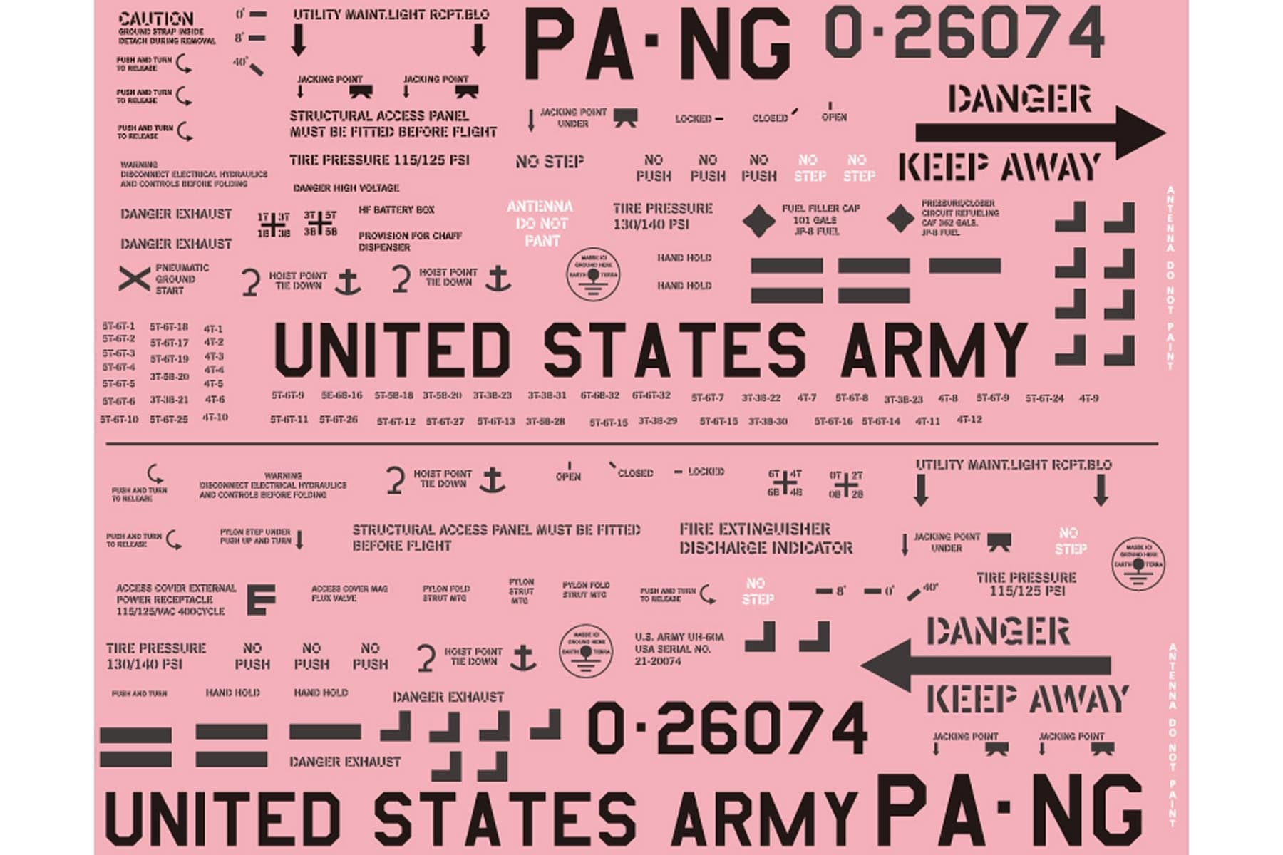 Roban 700 Size UH-60 Black Hawk Decal Set