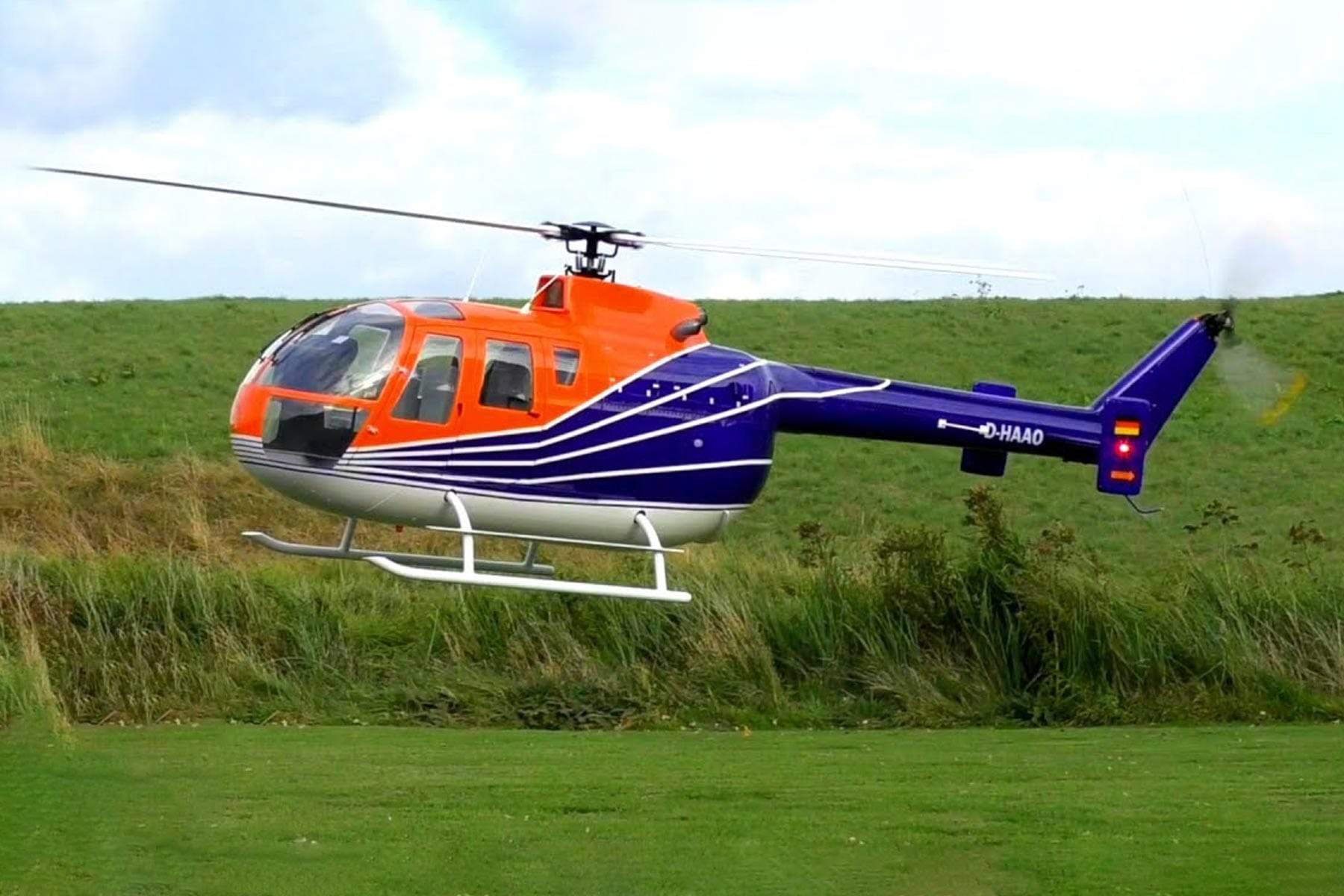 Roban BO-105 Orange and Blue 800 Size Scale Helicopter - ARF