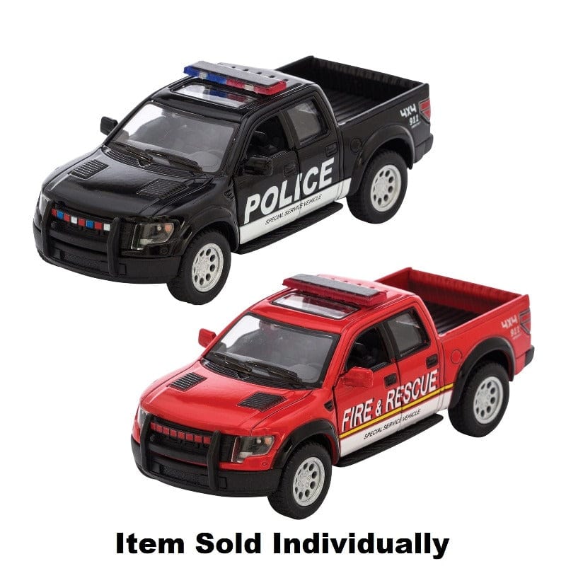 Die Cast Police & Fire Rescue Raptor Trucks Pullback (Assorted Styles)