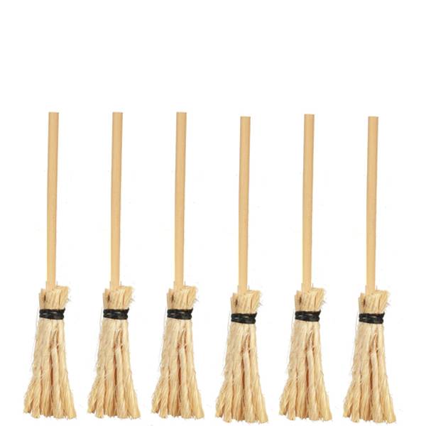 6 Dollhouse Miniature Brooms
