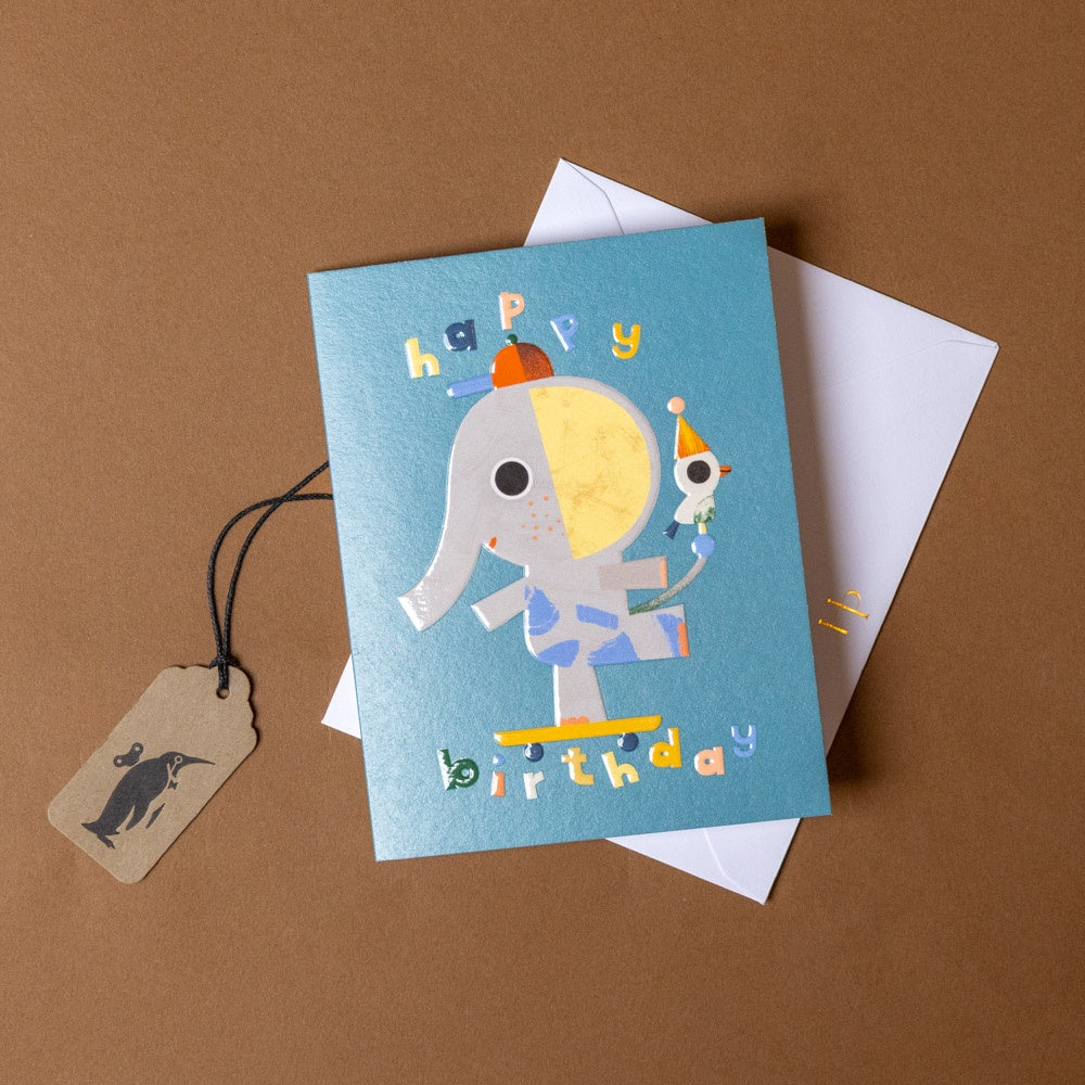 Skating Elephant Birthday Greeting Card