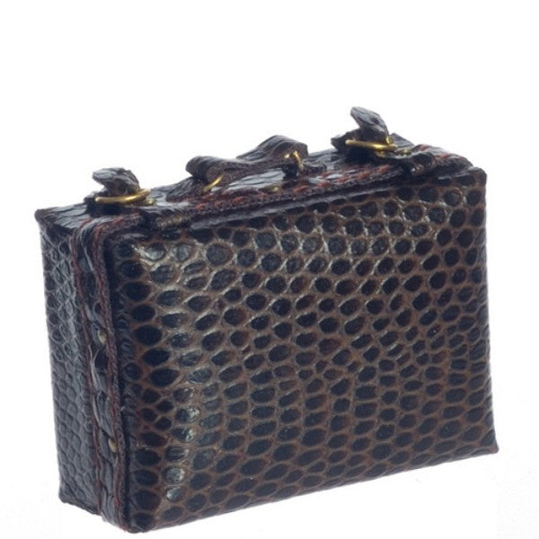 Small Faux Leather Dollhouse Miniature Suitcase