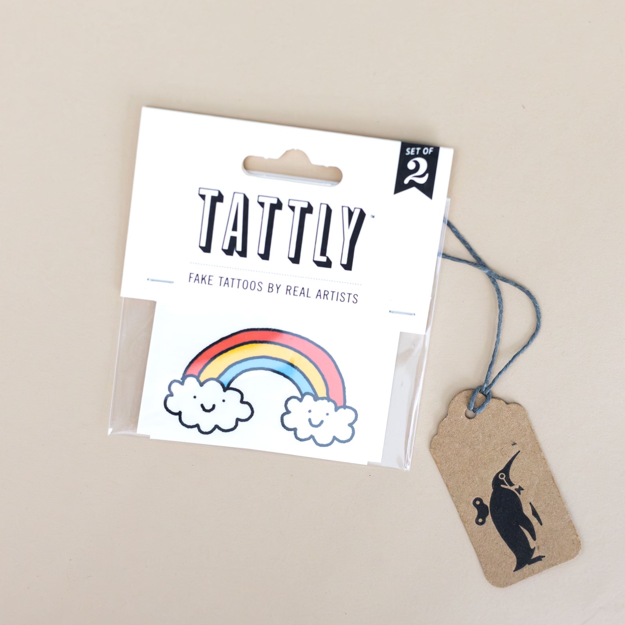 Smiley Rainbow Temporary Tattoo Pair