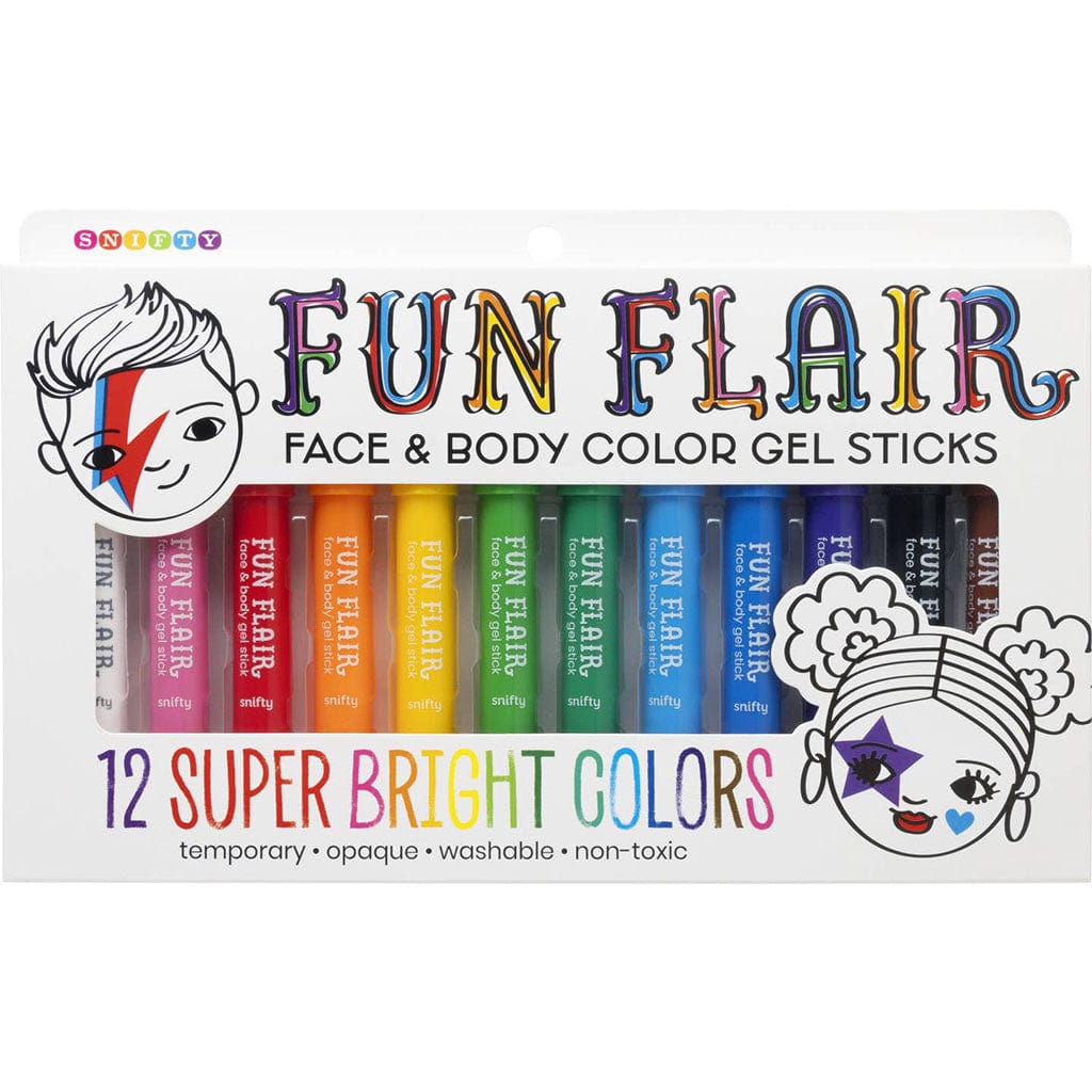 Fun Flair Face & Body Color Gel Sticks (Set of 12)