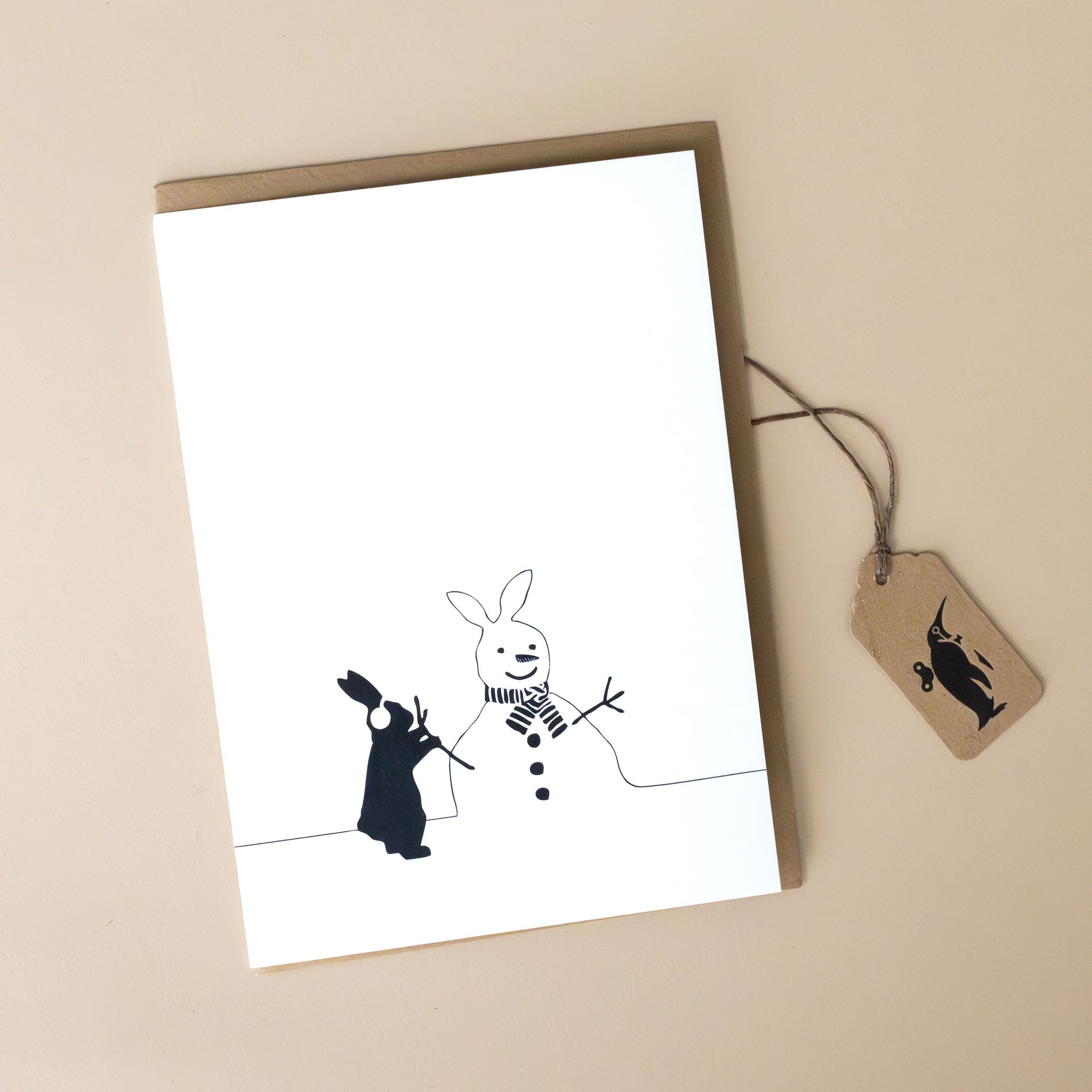 Snowman Rabbit Greeting Card
