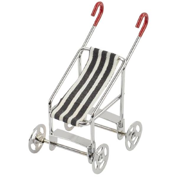 Striped Dollhouse Miniature Baby Stroller