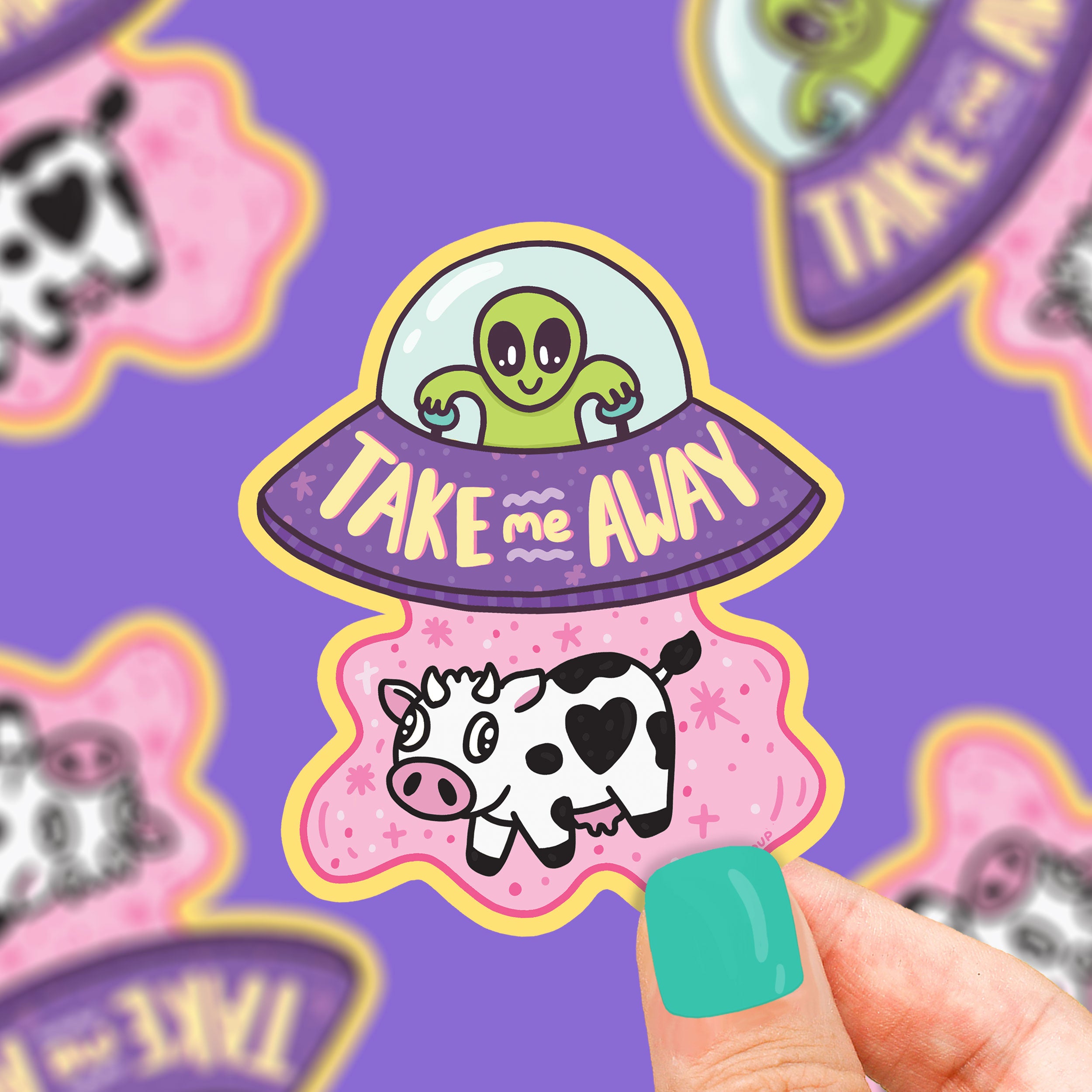 Take Me Away UFO Alien Vinyl Sticker