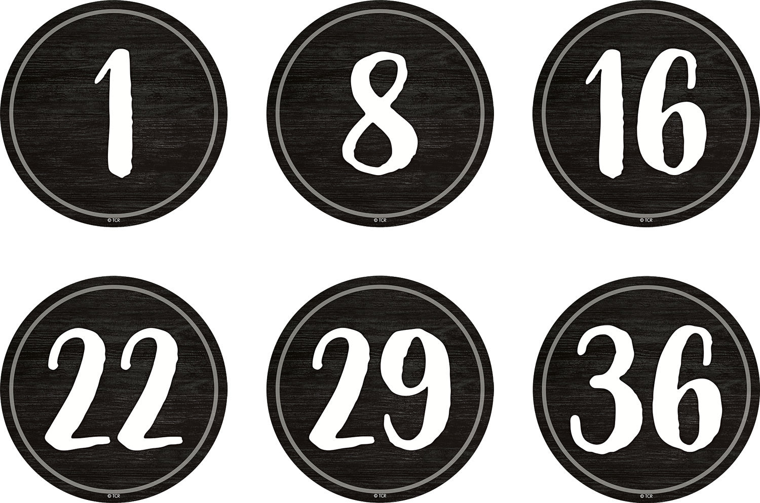Spot On® Floor Markers Modern Farmhouse Numbers 1–36 - 4"