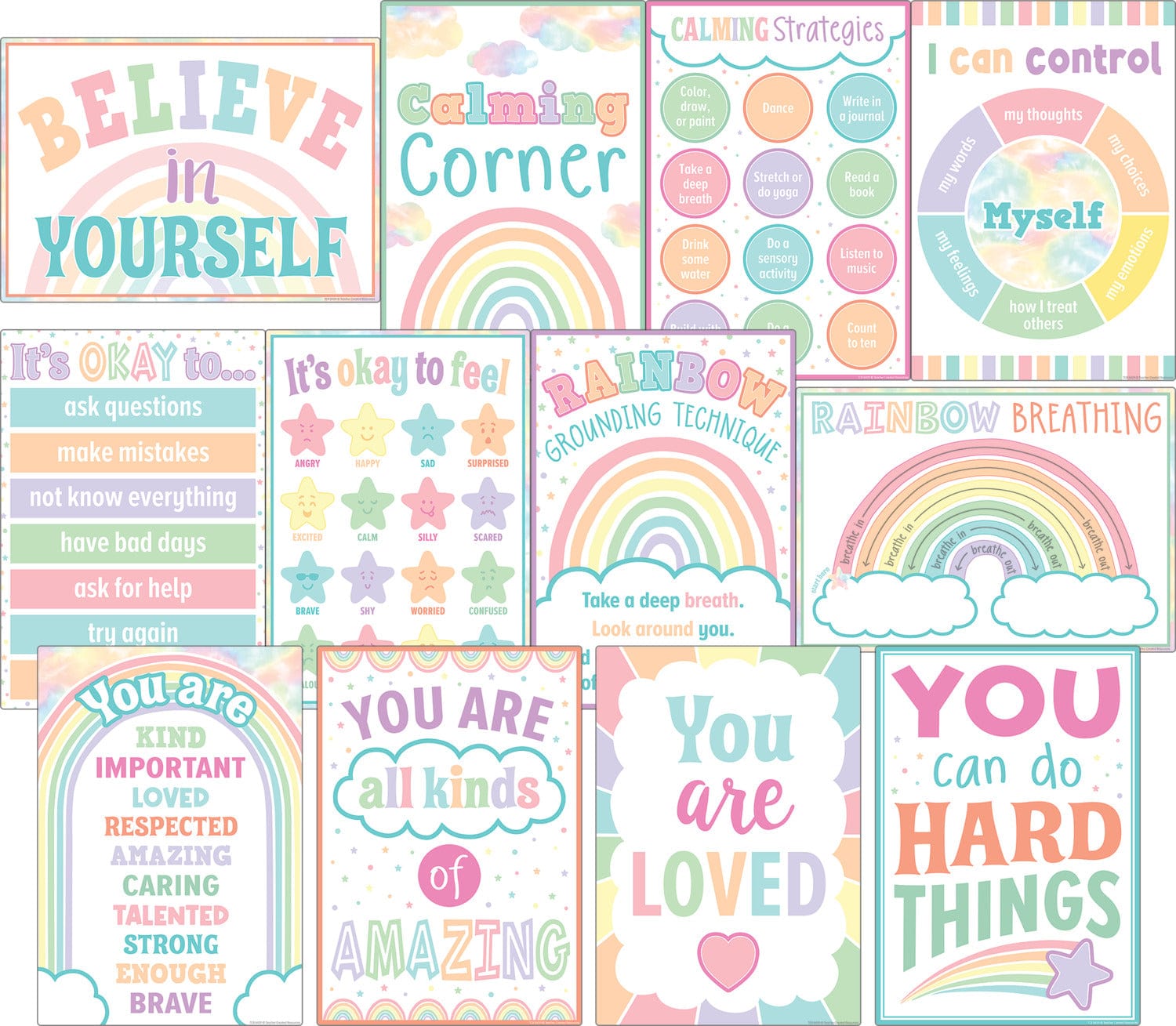 Teacher Created Resources Pastel Pop Calming Strategies Small Poster Pack
