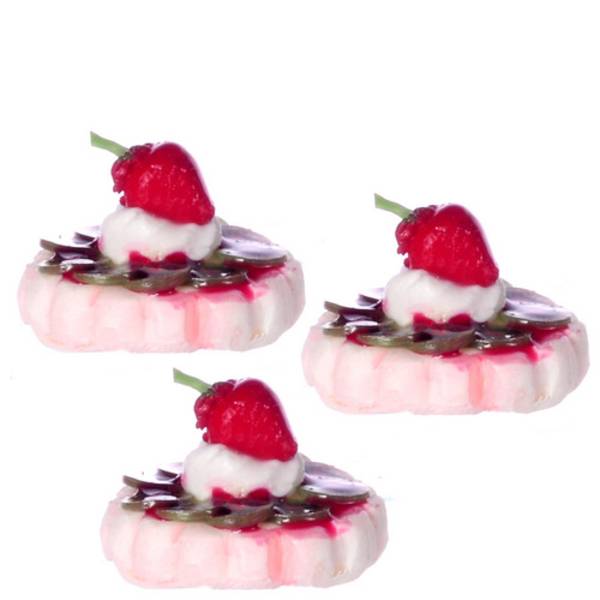 3 Dollhouse Miniature Kiwi Tarts