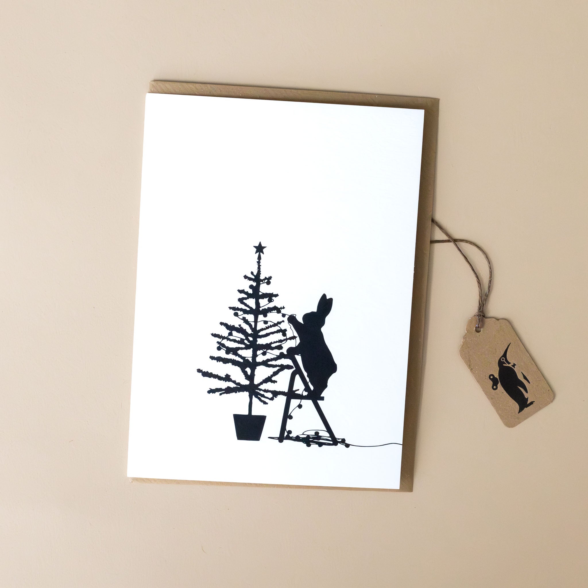Tree Trimming Rabbit Greeting Card