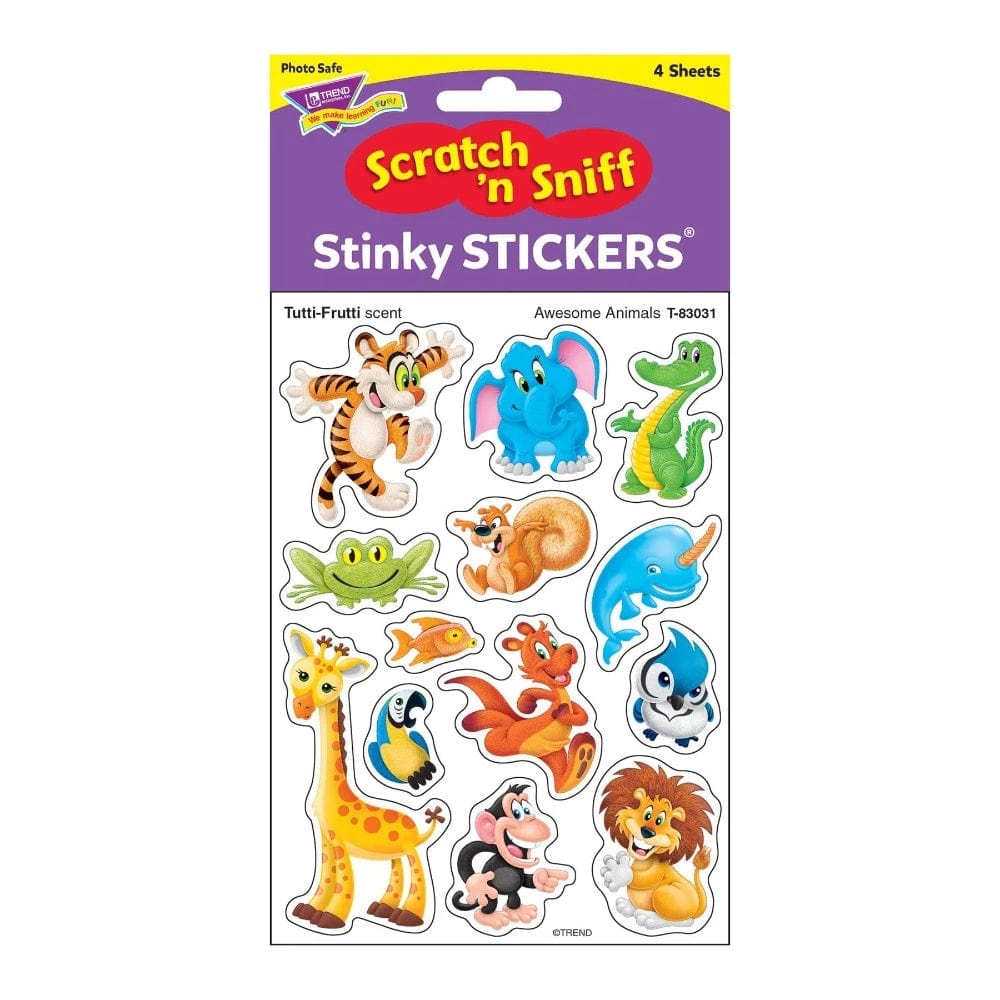 Scratch & Sniff Stickers - Awesome Animals (Tutti Frutti Scent)