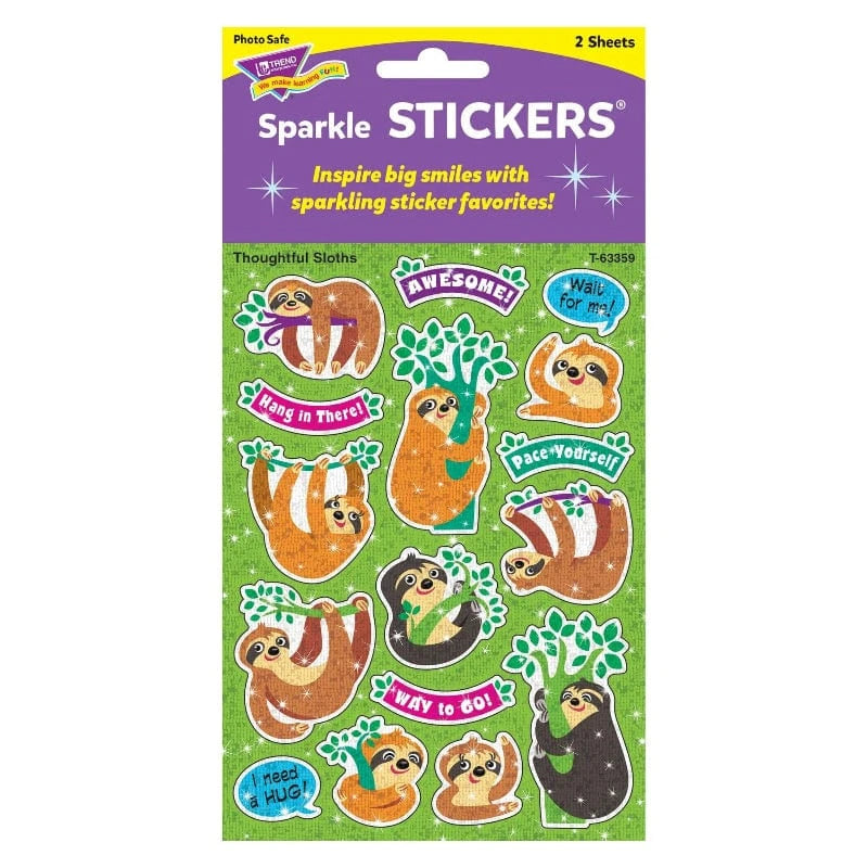 Thoughtful Sloth Sparkle Stickers