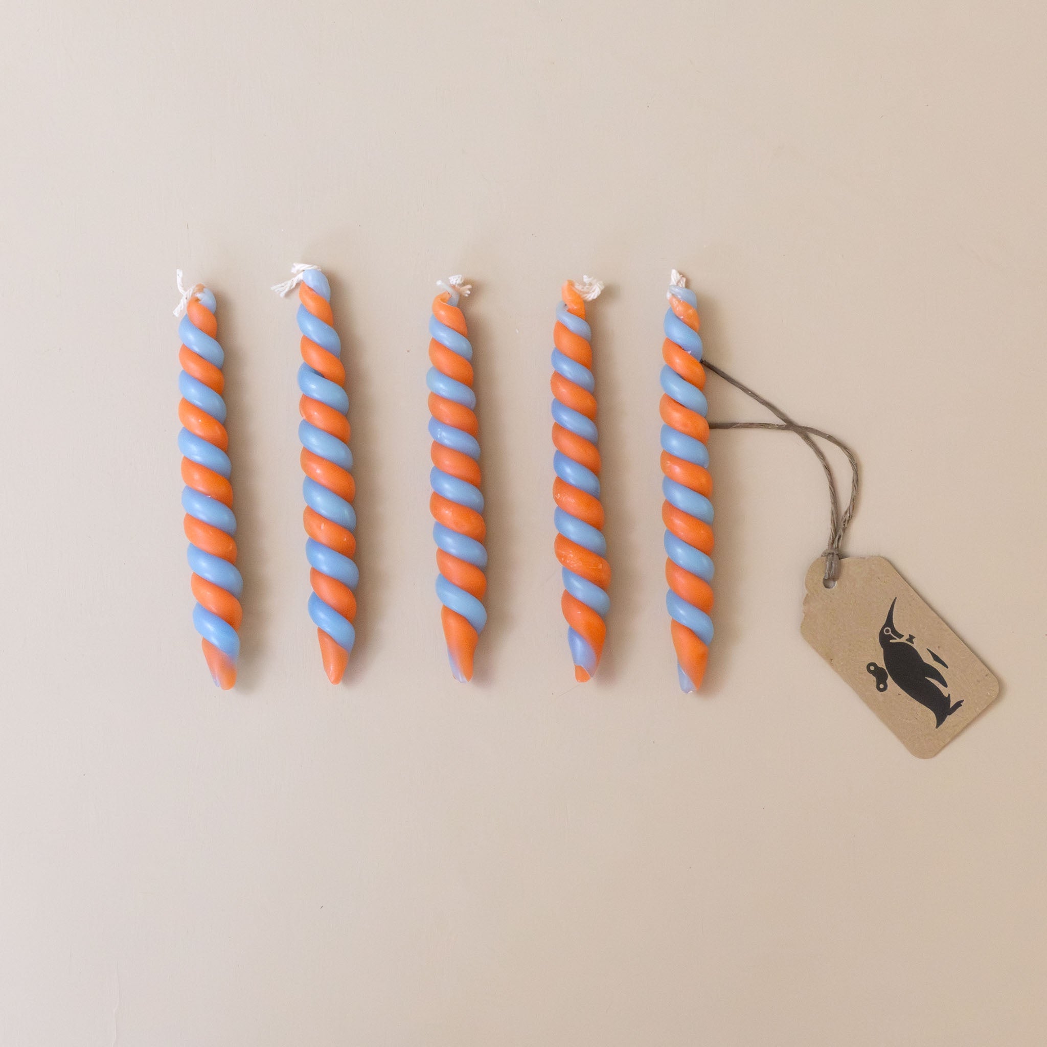 Twisted Beeswax Candle Set | Orange & Blue