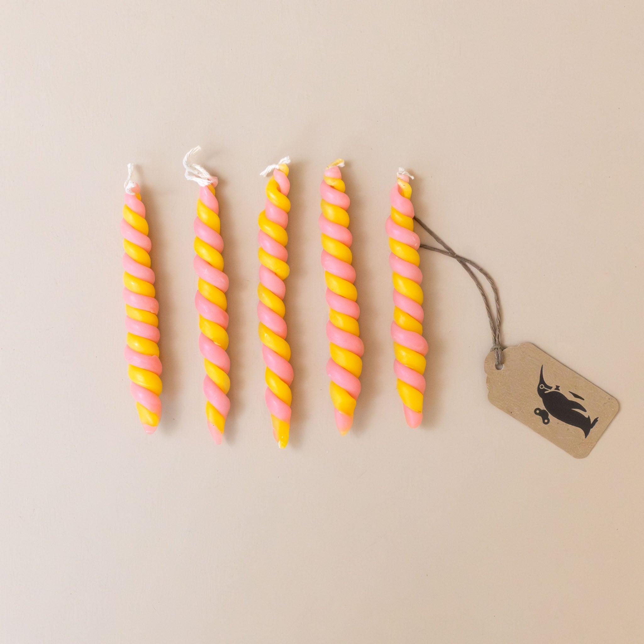 Twisted Beeswax Candle Set | Orange & Pink