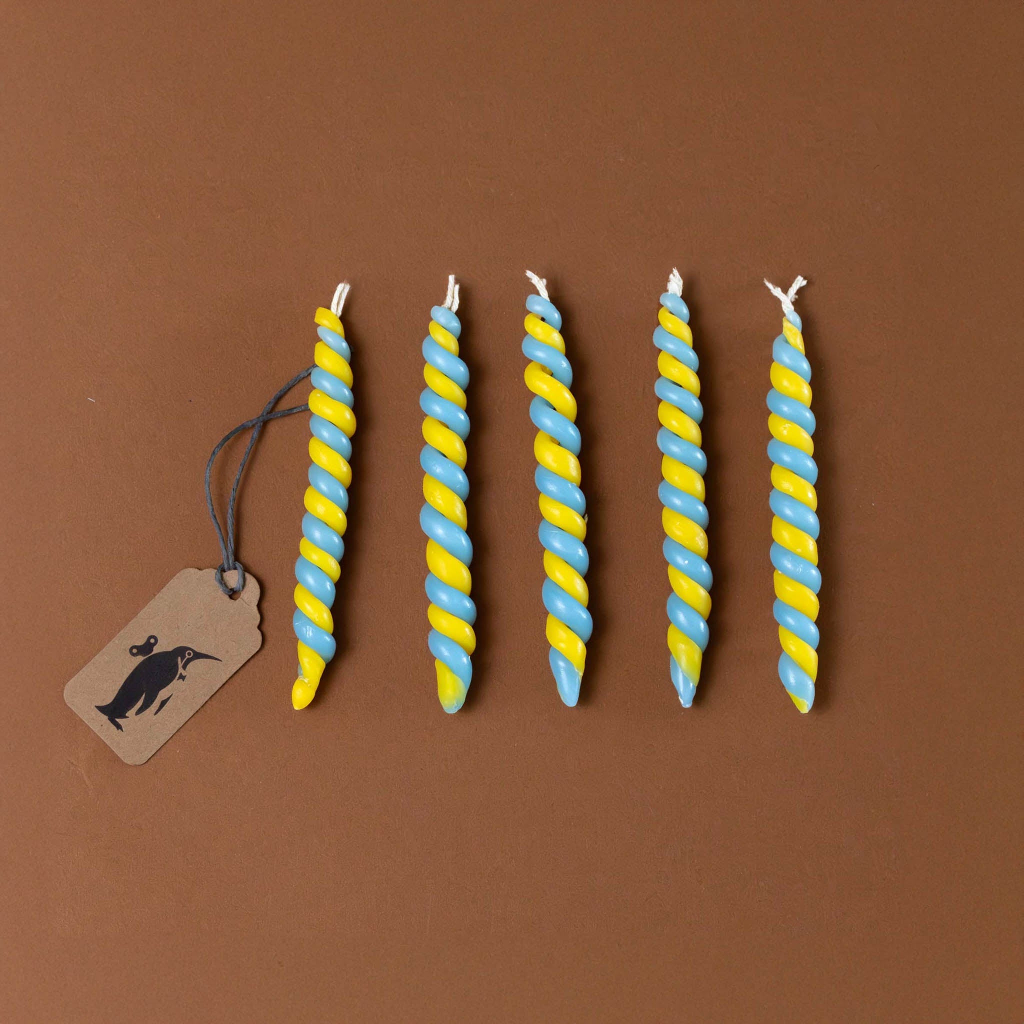 Twisted Beeswax Candle Set | Yellow & Blue