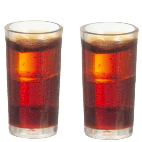 2 Glasses of Dollhouse Miniature Iced Tea