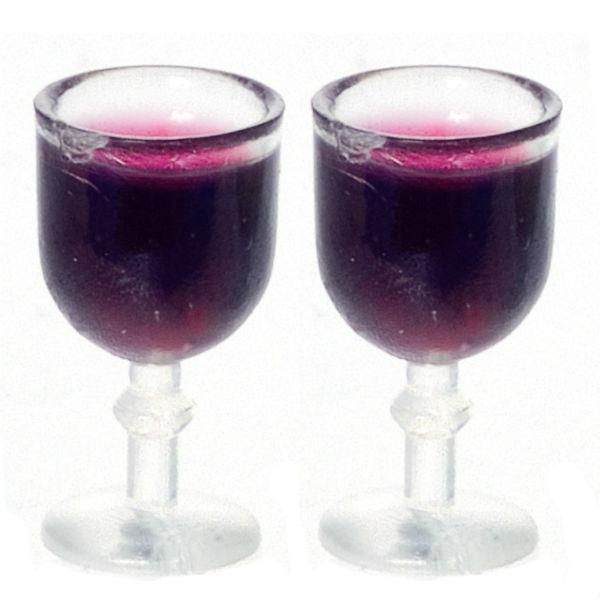 Dollhouse Miniature Red Wine Glass Set