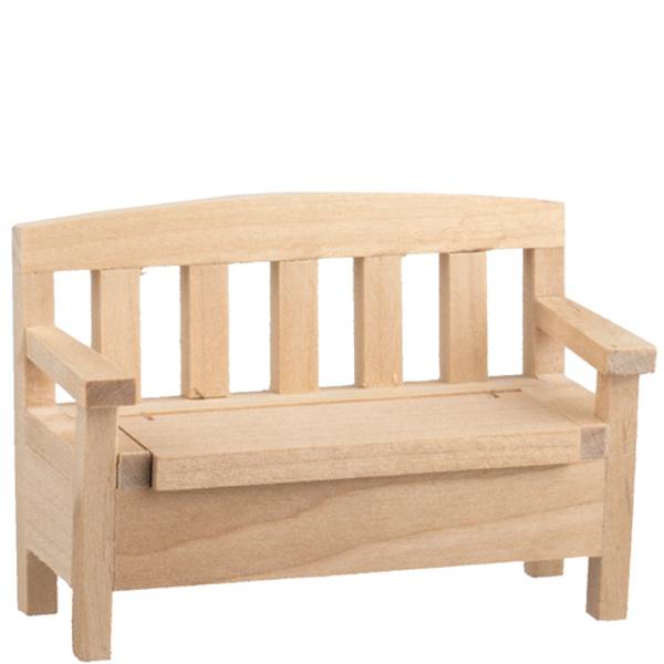 Unfinished Wood Dollhouse Miniature Storage Bench
