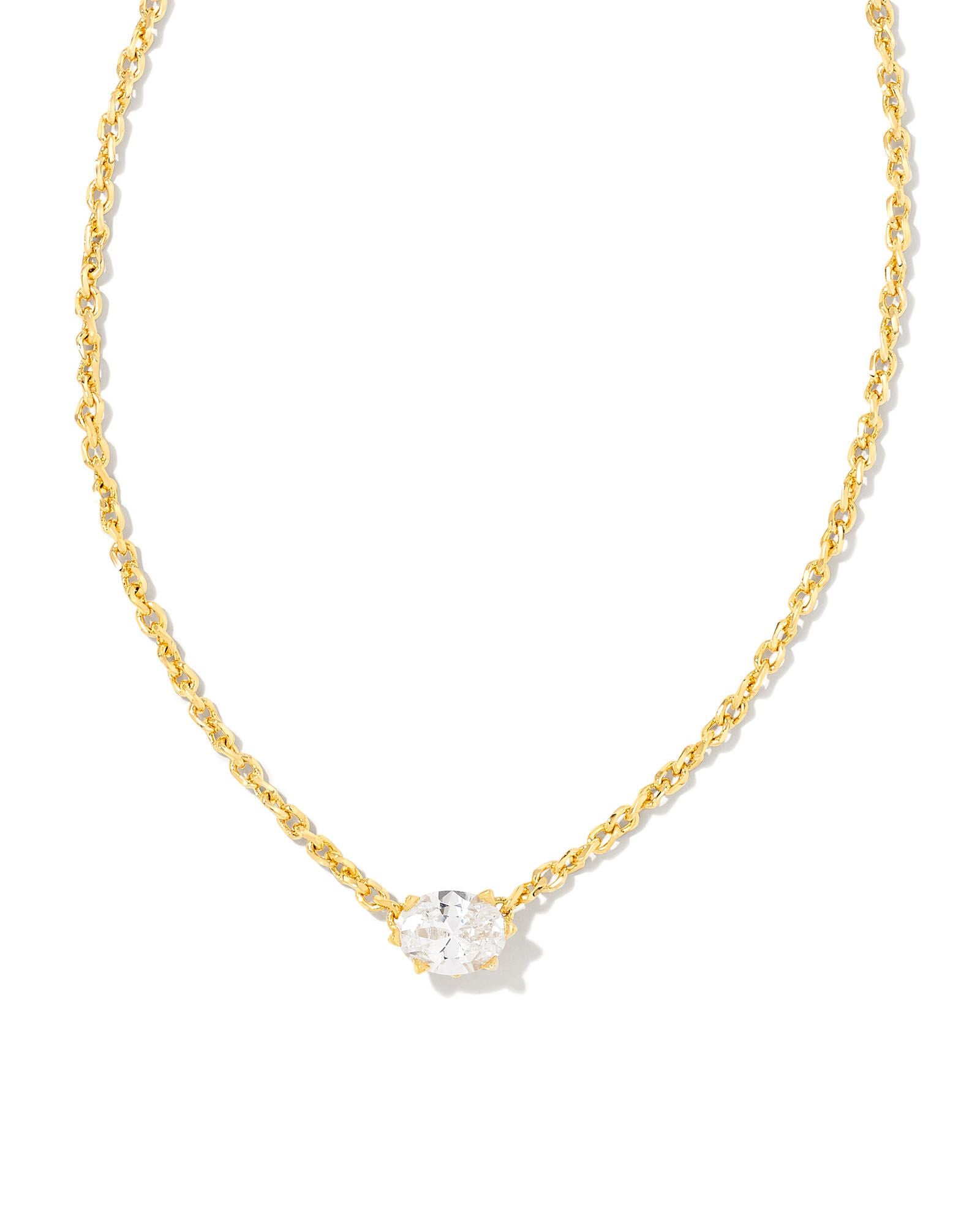 Kendra Scott Cailin Gold Pendant Necklace in White Crystal