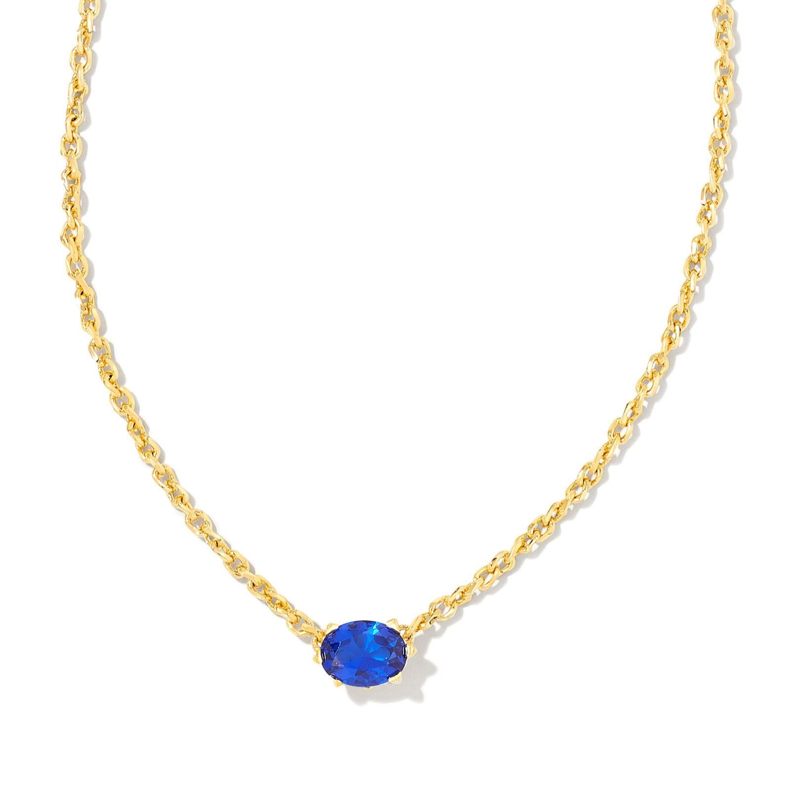 Kendra Scott Cailin Gold Pendant Necklace in Blue Crystal