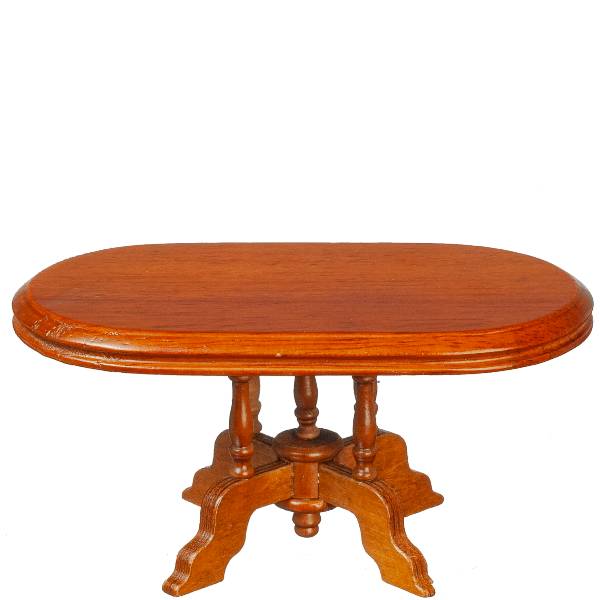 Oval Walnut Dollhouse Miniature Dining Room Table