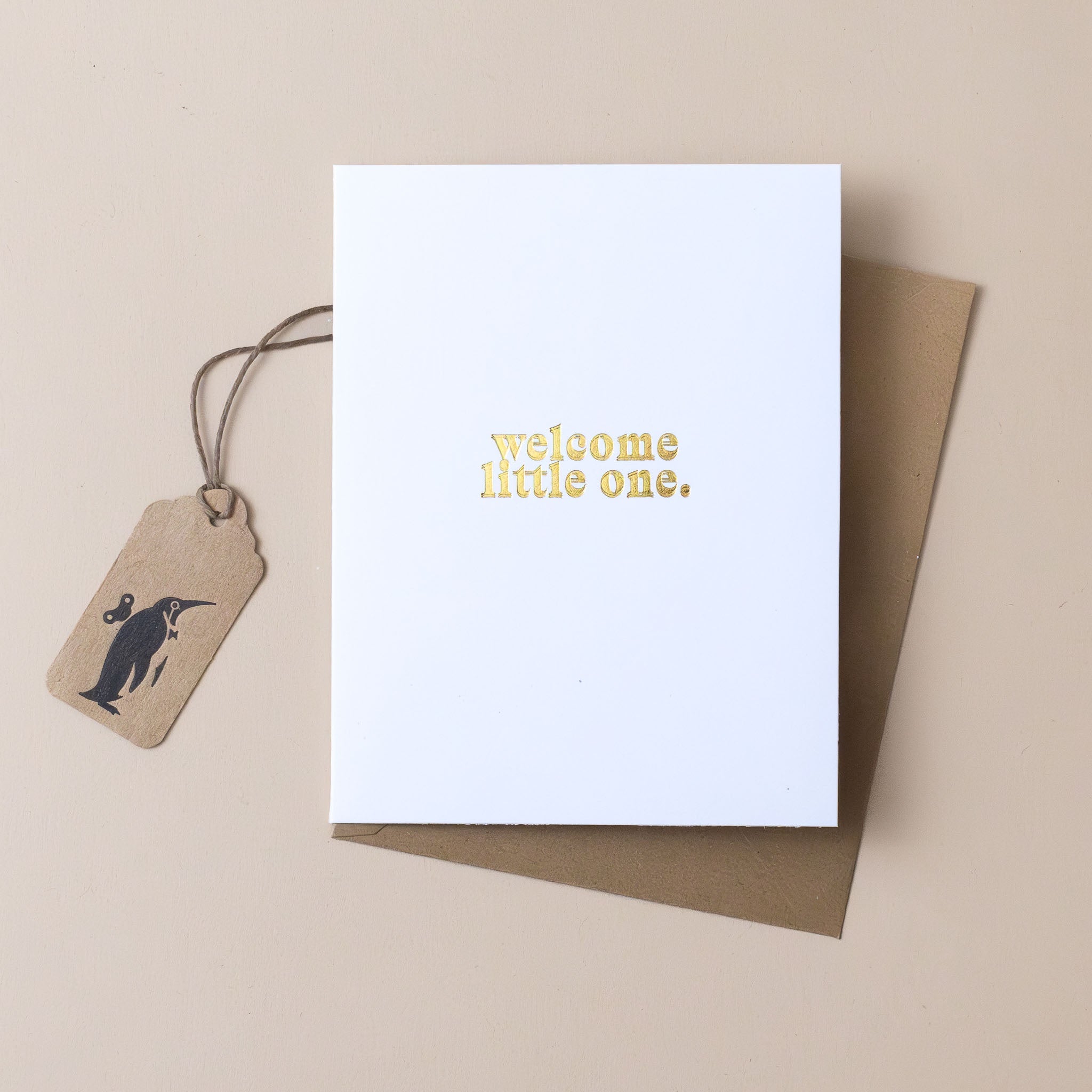 Gold Foil Welcome Little One Greeting Card