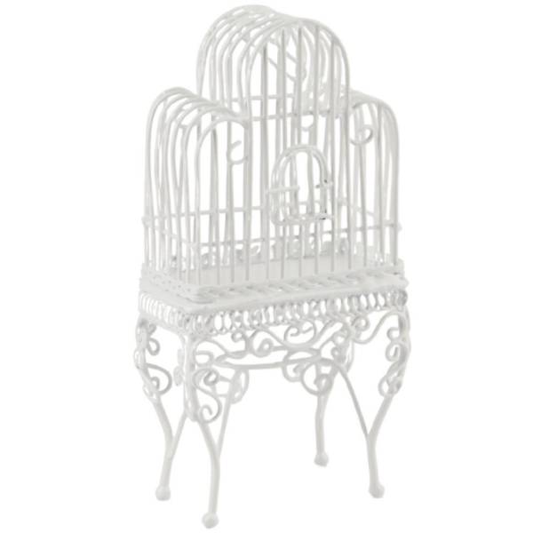 White Wire Dollhouse Miniature Birdcage