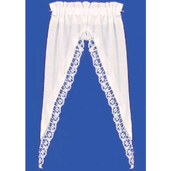 Dollhouse Miniature White Attic Window Curtains