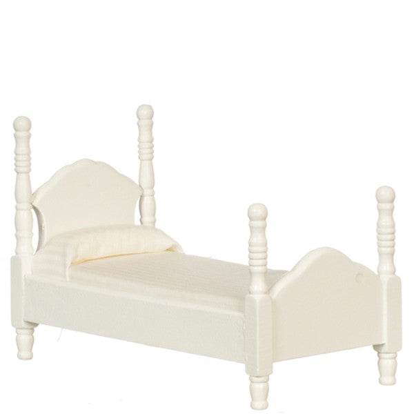White Dollhouse Miniature Twin Bed