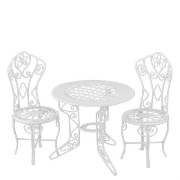 White Dollhouse Miniature Bistro Set