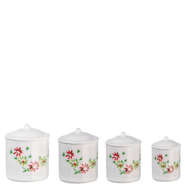 White Dollhouse Miniature Canisters