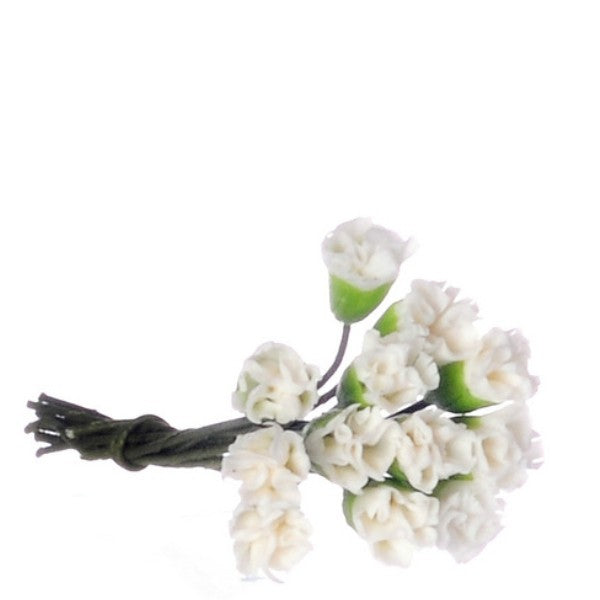 One Dozen White Dollhouse Miniature Carnations