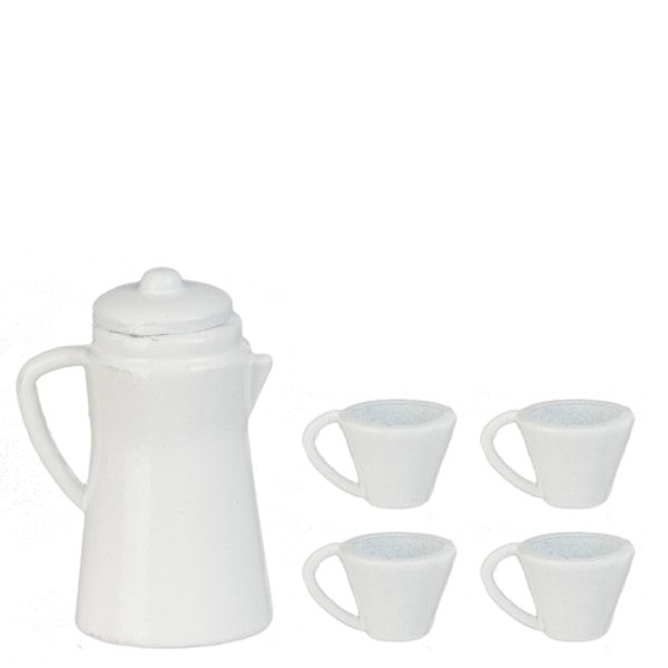 White Dollhouse Miniature Coffee Set