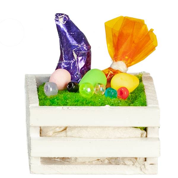 White Dollhouse Miniature Easter Crate