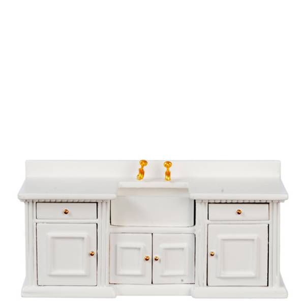 White Dollhouse Miniature Kitchen Sink & Counter