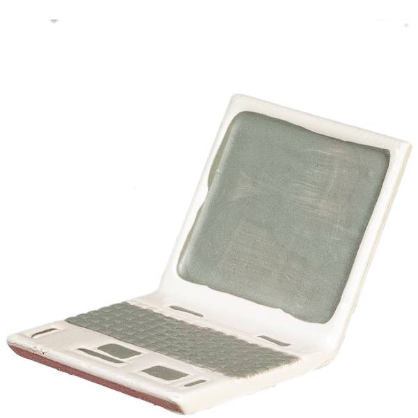 White Dollhouse Miniature Laptop Computer
