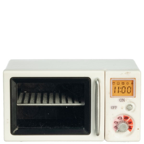 White Dollhouse Miniature Microwave with Working Light