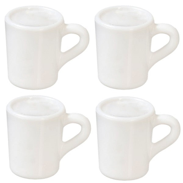 White Dollhouse Miniature Mugs