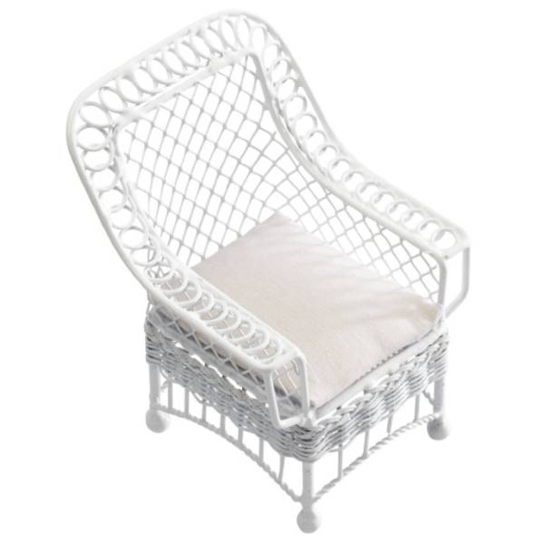 White Dollhouse Miniature Patio Chair