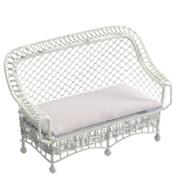 White Dollhouse Miniature Patio Couch