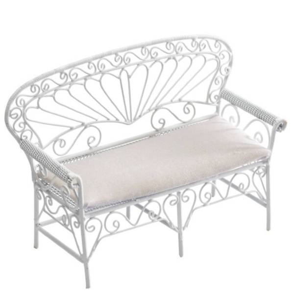 White Dollhouse Miniature Patio Settee