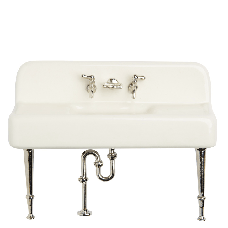 White Porcelain Dollhouse Miniature Kitchen Sink